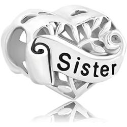 LovelyJewelry Sister Wife Grandma Heart Sterling Silver I Love You Filigree Tree of Life Charms for Bracelet