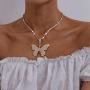 Butterfly Choker Necklace Tennis Chain Butterfly Bling Iced Cubic Zirconia CZ Butterfly Necklace Silver Girls Women
