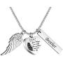 BGAFLOVE Heart Urn Necklace for Ashes with Wings Cremation Jewelry for Ashes -Your Wings were Ready But My Heart was Not