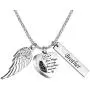 BGAFLOVE Heart Urn Necklace for Ashes with Wings Cremation Jewelry for Ashes -Your Wings were Ready But My Heart was Not