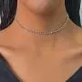 Avanlin Rhinestone Choker Necklaces Silver Plated 1 Layer Necklace Chain Jewelry for Women and Girls