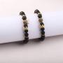 BOMAIL 8mm Crown King Charm Bracelet for Men Women Black Matte Onyx Natural Stone Beads Couple Jewelry