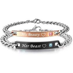 Couples Valentine Bracelets - Friendship Beauty Beast Set Jewelry Gifts for Men Women