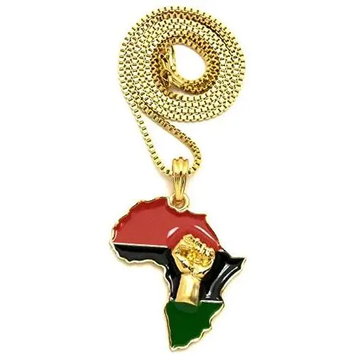 GWOOD Power Fist Over Pan African Africa Pendant with Necklace