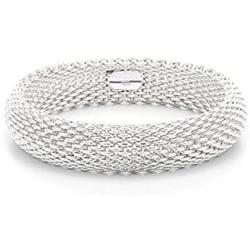 IVYRISE Bracelet 925 Sterling Silver Plated Jewelry Sideway Big Flat Link Chain Mesh Bangle Bracelet for Women