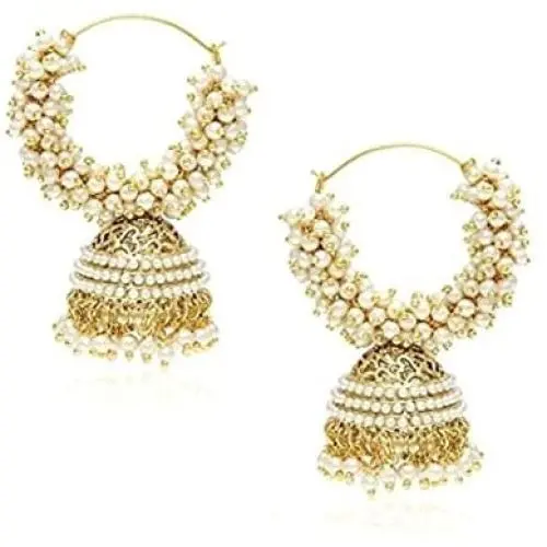 Crunchy Fashion Bollywood Style Traditional Indian Jewelry Bahubali Jhumki Jhumka Earrings for Women/Girls Crunchy Fashion Bollywood Style Traditional Indian Jewelry Bahubali Jhumki Jhumka Earrings for Women/Girls