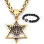 GUNGNEER Star of David Menorah Necklace Stainless Steel Charm Keel Chain Religious Jewish Jewelry for Men Women GUNGNEER Star of David Menorah Necklace Stainless Steel Charm Keel Chain Religious Jewish Jewelry for Men Women