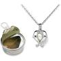 Pearlina Dolphins Necklace Cultured Pearl Oyster Set Silver-tone Plated Cage w/Stainless Steel Chain 18''