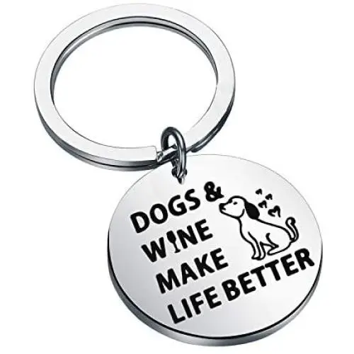 WSNANG Dog Lover Gift Dogs and Wine Make Life Better Keychain Gift for Veterinarian, Dog Mom, Dog Dad, Animal Rescue or Vet Tech WSNANG Dog Lover Gift Dogs and Wine Make Life Better Keychain Gift for Veterinarian, Dog Mom, Dog Dad, Animal Rescue or Vet Tech