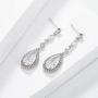 SWEETV Cubic Zirconia Teardrop Wedding Earrings for Brides Bridesmaid,Crystal Bridal Drop Dangle Earrings for Women, Wedding Bridal Jewelry