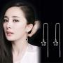 Frchalleretour Pearl Drop Stainless Steel Curved Threader Earrings for Professional Woman Pearl-Fringed Drop Dangle Tassel Chain Earrings Set Lightweight Hoop Dangle Tassel Earrings