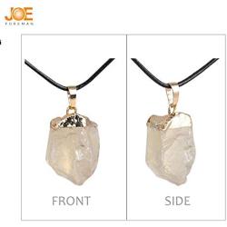 JOE FOREMAN Natural Raw Crude Lemon Quartz Crystal Reiki Pendant Necklace for Women Dowsing Chakra Pendulum for Divination Real Stone Energy Healing