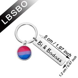 LBSBO Bisexual Jewelry Bi Pride Keychain Bi Pride Jewelry Bisexual Gift Queer Pride Gifts Bi & Badass Keychain