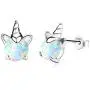 Gold Unicorn Earrings for Girls, Hypoallergenic S925 Sterling Silver Stud Earrings VIKOLY Fire Opal Earrings Little Tiny Cute Animal Earrings Jewelry Gifts for Kids Teens Women Sensitive Ears
