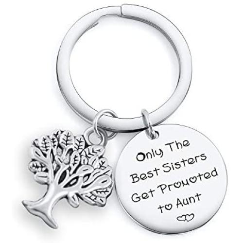 TzrNhm Blossom New Aunt Gift for Sisters Friends Only The Best Sisters Get Promoted to Aunt Bracelet Keychain