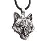 HAQUIL Wolf Necklace, Viking Wolf Head Pendant, Faux Leather Cord, Wolf Jewelry Gift