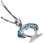 Sterling Silver Double Palm Tree Necklaces Pendant Earrings Blue Opal Pendant Perfect Birthday Present