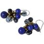 NOVICA Blue Quartz .925 Sterling Silver Glass Beaded Cluster Earrings Blue Cattlelaya