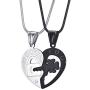MOO&LEE Stainless Steel Couples Necklace Yin Yang Lock and Key Heart Pendant Chain for Lovers, BFF Necklace for 2