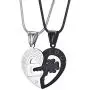 MOO&LEE Stainless Steel Couples Necklace Yin Yang Lock and Key Heart Pendant Chain for Lovers, BFF Necklace for 2 MOO&LEE Stainless Steel Couples Necklace Yin Yang Lock and Key Heart Pendant Chain for Lovers, BFF Necklace for 2