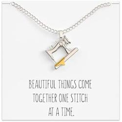 Sewing Machine Necklace – Gift For Quilter or a Woman that Sews - Beautiful Things Come Together One Stitch At A Time.