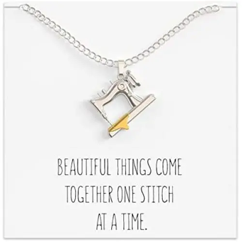 Sewing Machine Necklace – Gift For Quilter or a Woman that Sews - Beautiful Things Come Together One Stitch At A Time. Sewing Machine Necklace – Gift For Quilter or a Woman that Sews - Beautiful Things Come Together One Stitch At A Time.