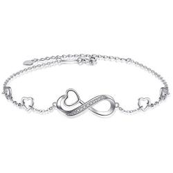 S925 Sterling Silver Bracelets for Women and Teen Girls Infinity Heart Jewelry Gift for Lovers