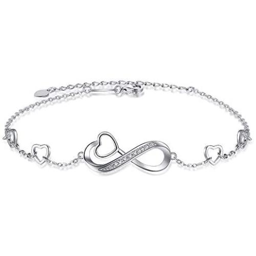 S925 Sterling Silver Bracelets for Women and Teen Girls Infinity Heart Jewelry Gift for Lovers