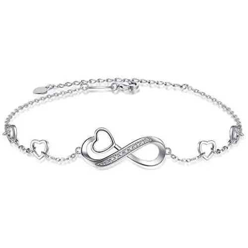 S925 Sterling Silver Bracelets for Women and Teen Girls Infinity Heart Jewelry Gift for Lovers S925 Sterling Silver Bracelets for Women and Teen Girls Infinity Heart Jewelry Gift for Lovers
