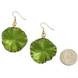 Green Anodized Medium Aluminum Lily Pad Earrings By John S Brana Handmade Jewelry - Hypoallergenic
