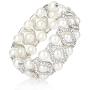 Pearl Stretch Bracelets , 3-Rows Simulated Pearls and Eye Shaped Knot Austrian Crystal Elastic Stretch Bangle for Wedding