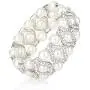 Pearl Stretch Bracelets , 3-Rows Simulated Pearls and Eye Shaped Knot Austrian Crystal Elastic Stretch Bangle for Wedding