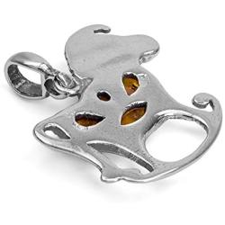 Amber Sterling Silver Rocking Horse Amulet Pendant