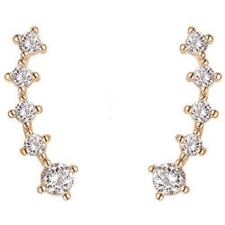 FREE Pearl Earrings With 14K Gold Plated Sterling Silver Post Crawler Earring Cuff Climber Earrings