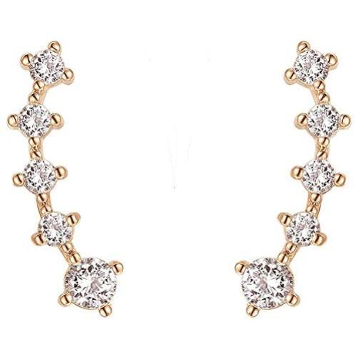 FREE Pearl Earrings With 14K Gold Plated Sterling Silver Post Crawler Earring Cuff Climber Earrings