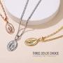 GoldChic Jewelry Miraculous Medal Oval Pendant Necklace- Available in 3 Color Gold/Black/Silver for Men Women(adjusts to 18 or 22 inch)--with Gift Box