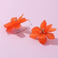 DAMLENG Fashion Bohemian Acrylic Large Flower Stud Earrings Matte Flower Dangle Earrings with Gold Flower Bud for Women Girls Mom Lover and Friends