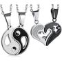 LOLIAS Stainless Steel Yin Yang Love Heart Pendant Couple Necklace for Men Women Puzzle Matching Valentine Gifts for Him&Her Jewelry Set