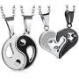 LOLIAS Stainless Steel Yin Yang Love Heart Pendant Couple Necklace for Men Women Puzzle Matching Valentine Gifts for Him&Her Jewelry Set