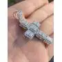 Harlembling Solid 925 Sterling Silver - Mens Iced Baguette Cross Pendant - Flooded Out Fits Up to 6mm Necklace (Rose Gold Finish) Harlembling Solid 925 Sterling Silver - Mens Iced Baguette Cross Pendant - Flooded Out Fits Up to 6mm Necklace (Rose Gold Finish)