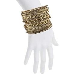 Lux Accessories Flower Mixed Metal Aztec Multi Bangle Set