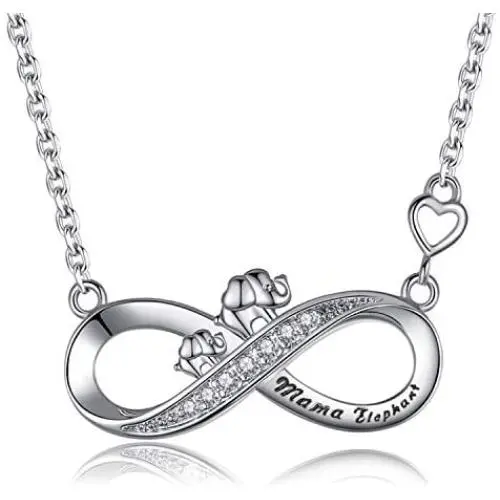 Mother Gifts from Daughter 925 Sterling Silver Infinity Mama Elephant Necklace Jewelry Christmas Birthday Gifts for Mom Women Mother Gifts from Daughter 925 Sterling Silver Infinity Mama Elephant Necklace Jewelry Christmas Birthday Gifts for Mom Women
