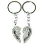 Simple Design 2 Pcs Matching Heart Keychains for Mother & Daughter Jewelry Gift