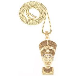 GWOOD Nefertiti Egyptian Queen Gold Color Pendant with 24 Inches Long Necklace