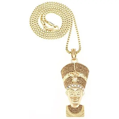 GWOOD Nefertiti Egyptian Queen Gold Color Pendant with 24 Inches Long Necklace GWOOD Nefertiti Egyptian Queen Gold Color Pendant with 24 Inches Long Necklace