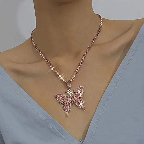 Earent Crystal Butterfly Choker Necklace Rhinestone Pendant Necklaces Chain Sparkly Butterfly Jewerly Fashion Party Accessories for Women and Girls Earent Crystal Butterfly Choker Necklace Rhinestone Pendant Necklaces Chain Sparkly Butterfly Jewerly Fashion Party Accessories for Women and Girls