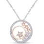 Mothers Day Jewelry Gifts 1/3 Carat CT Natural Diamond Two Tone Open Circle Moon Star Pendant Necklace in 14k Gold Over Sterling Silver (I-J Color, I2-I3 Clarity, 0.33 Cttw)