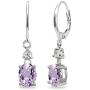 Sterling Silver Genuine or Synthetic Gemstone 8x6mm Oval Dangle Leverback Earrings
