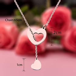 ENSIANTH Rose Gold Zodiac Signs Heart Necklace Stainless Steel Lariat Y Necklace Best Birthday Gift