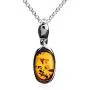 Amber Sterling Silver Oval Pendant Necklace Chain18'' Amber Sterling Silver Oval Pendant Necklace Chain18''